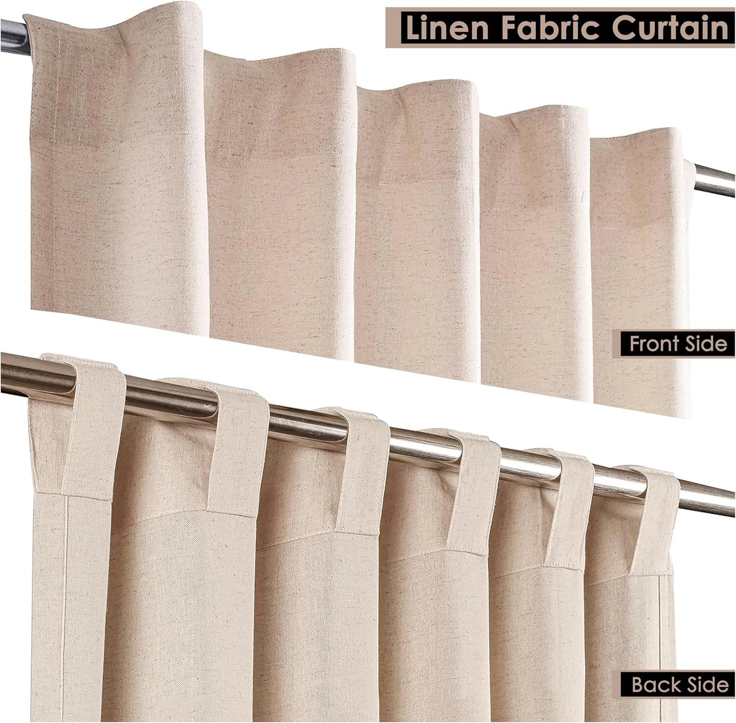 Lightweight Linen-Textured Cotton-Linen Curtain Two-Piece Set, Long Soft Light Breathable Fabric Curtain, Versatile Natural Texture Window Clothing for Living Room and Bedroom - Image 2