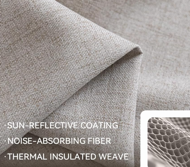 Additive-free blended cotton-linen blackout curtains; thermal-regulating, light-blocking long fabric drapes; minimalist style for bedrooms and living rooms (2-piece set) - Image 2