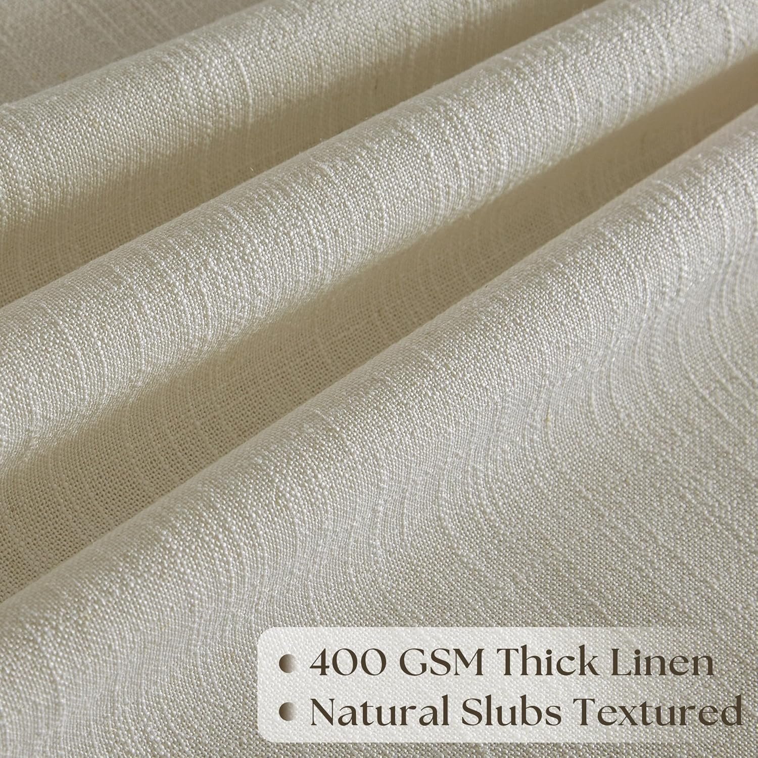 Widened, pleated linen curtains with soft light, long beige fabric hanging curtains for sliding doors and balconies, suitable for large windows and rustic interior design. - Image 2